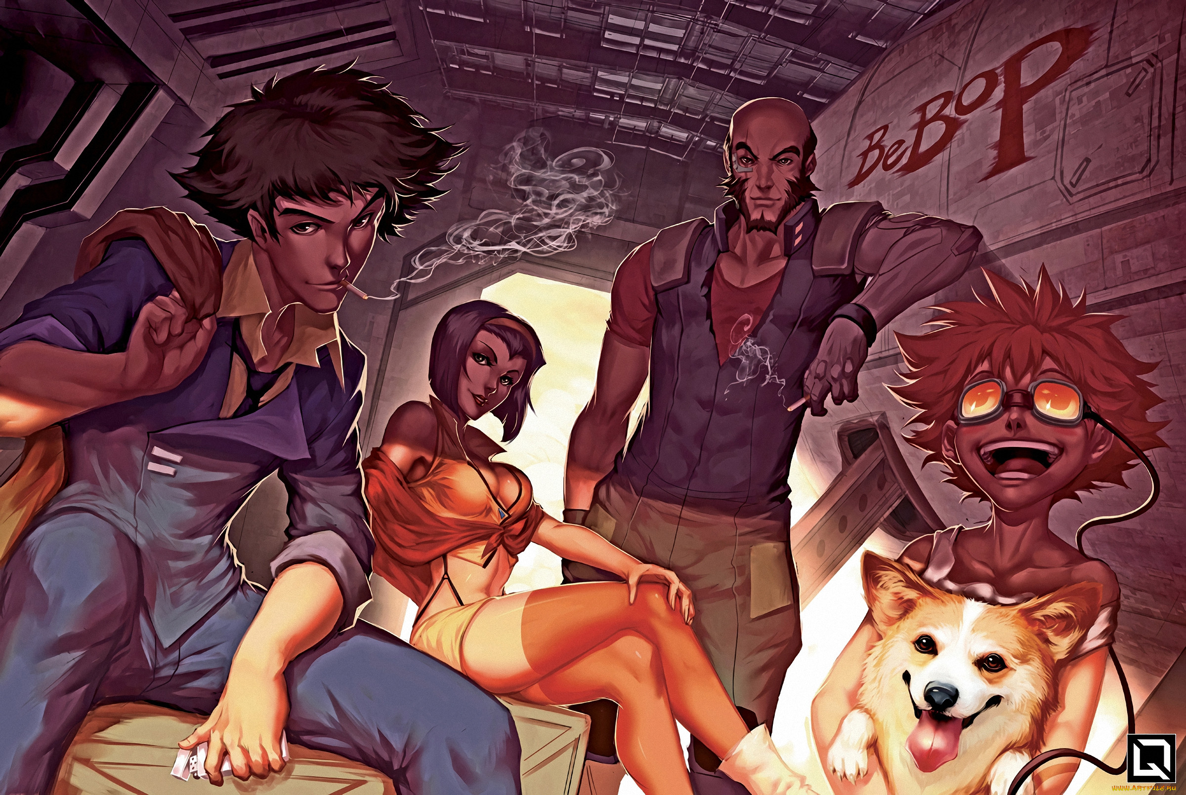 , cowboy bebop, jet, spike, ein, ed, faye